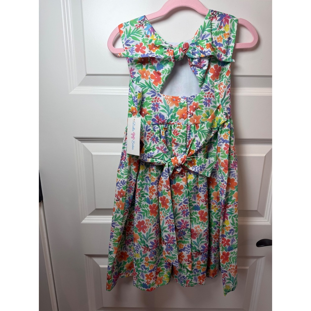 LuLu BeBe Girls Multi Color Floral Knot Back Dress SARA-19-GSFL Size 5 NEW